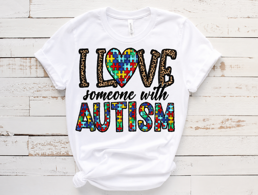 I Love Someone with Autism (Cheetah) Tee