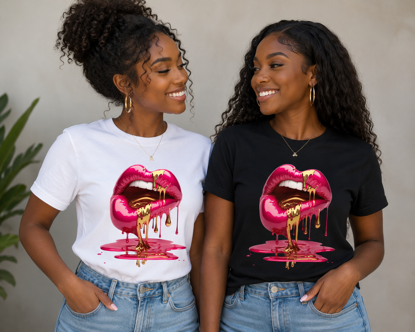 Gold Drip Lips Tee