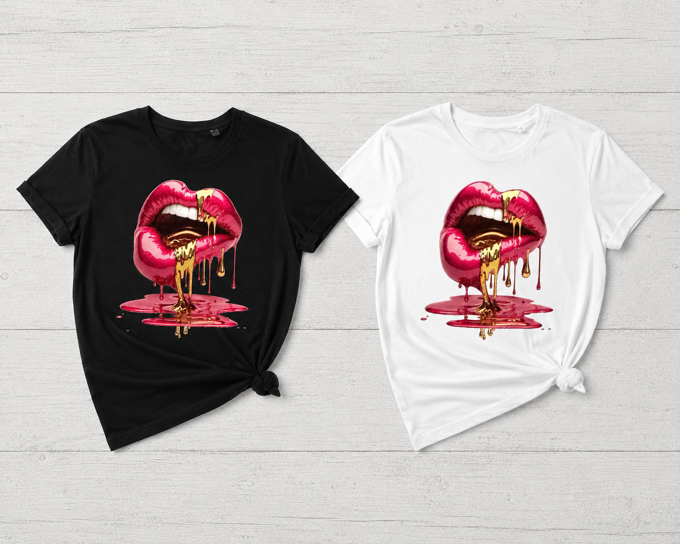 Gold Drip Lips Tee