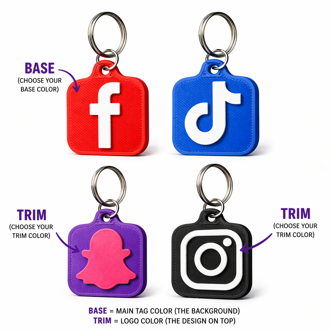 Social Media NFC Keychain Tag (3D Printed)