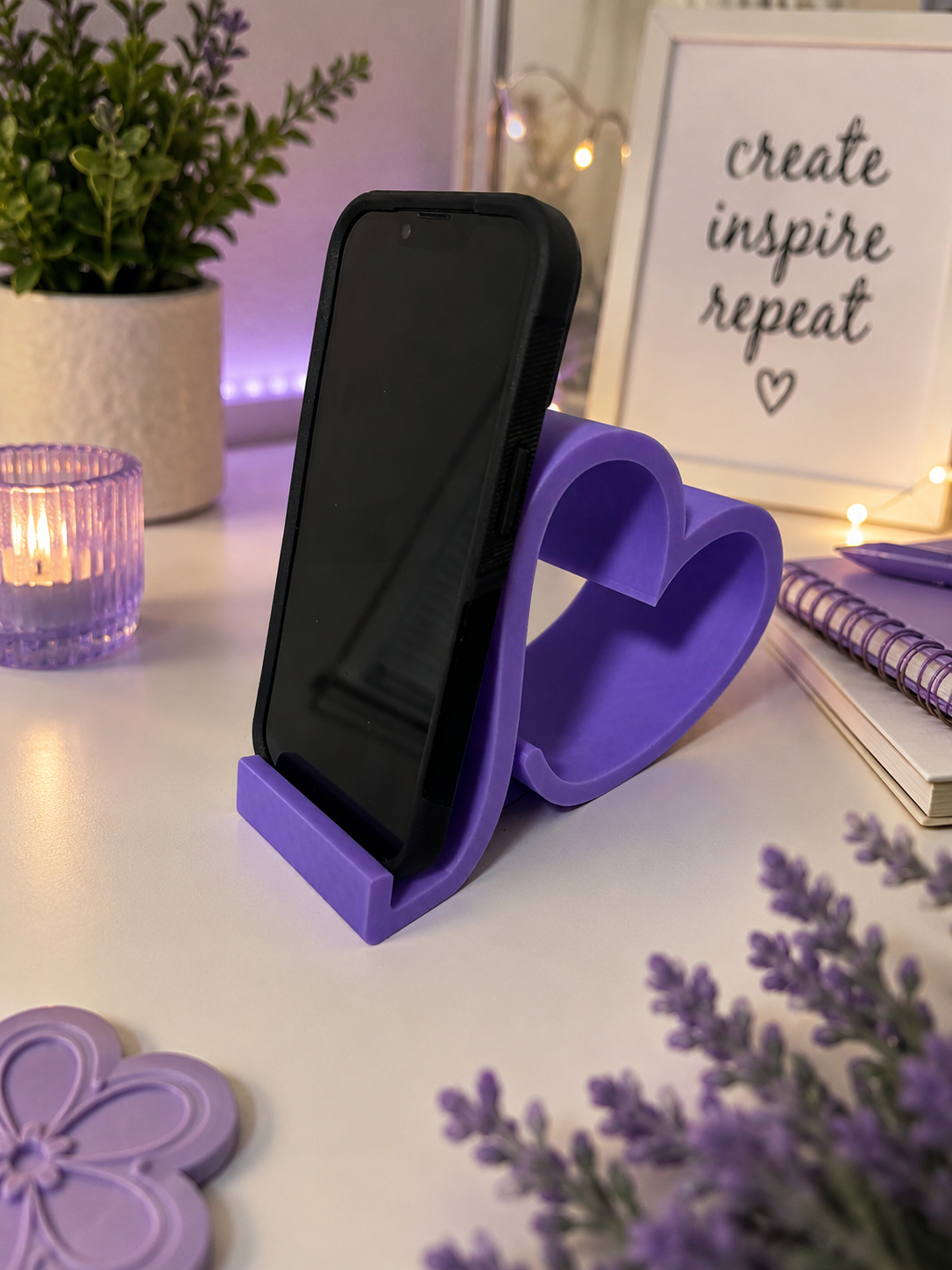 Heart-Shaped Phone Stand | Stylish Cell Phone Holder (3D Printed)