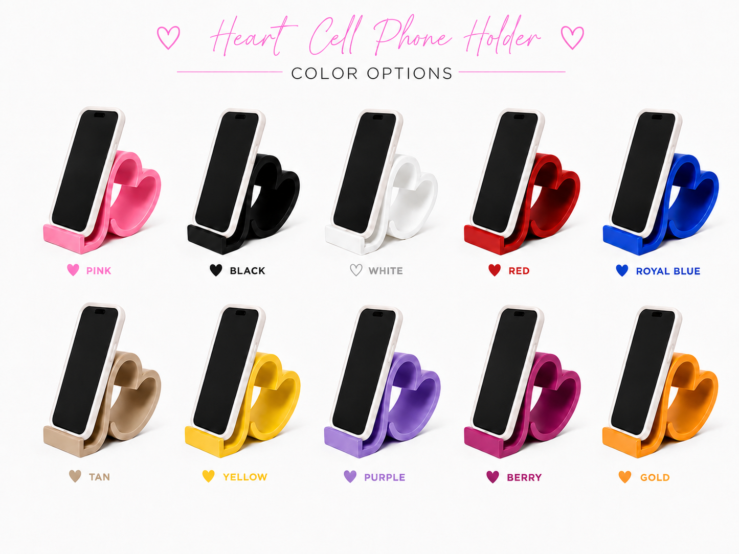 Heart-Shaped Phone Stand | Stylish Cell Phone Holder (3D Printed)