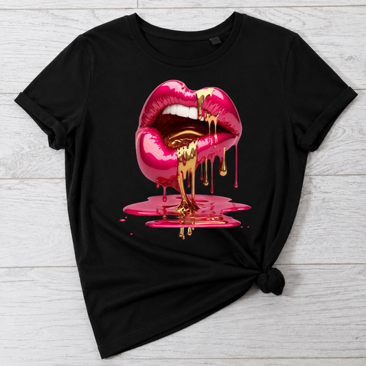 Gold Drip Lips Tee