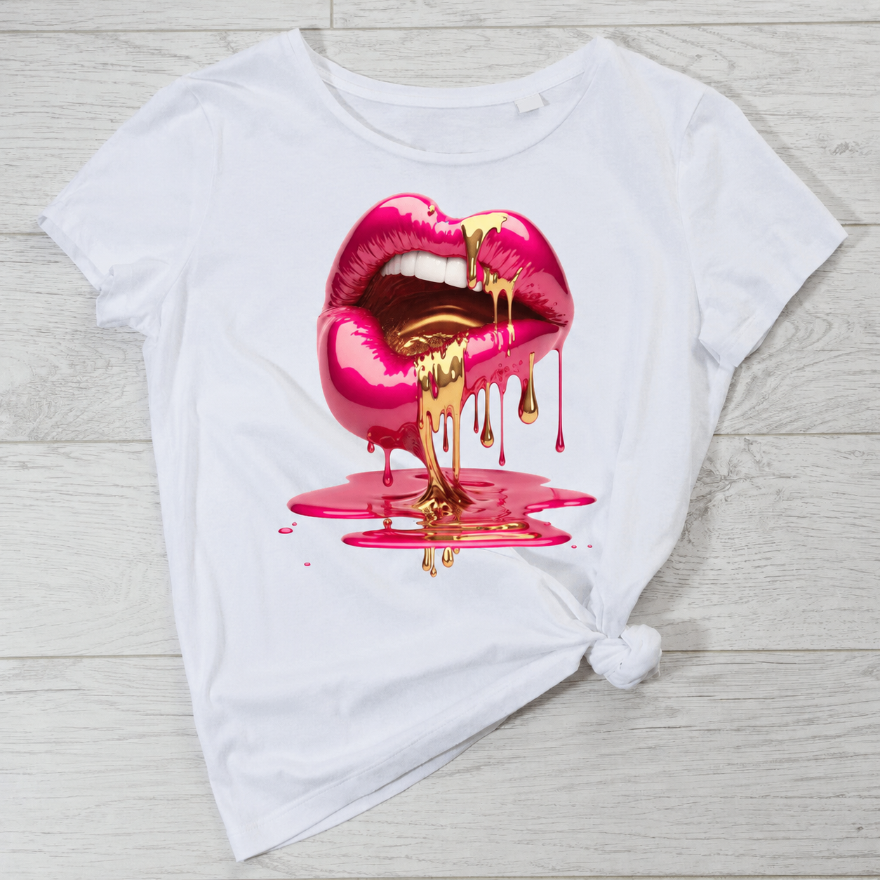 Gold Drip Lips Tee