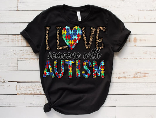 I Love Someone with Autism (Cheetah) Tee