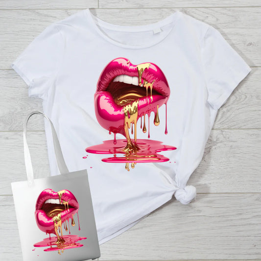 Gold Drip Lips Women's Tee